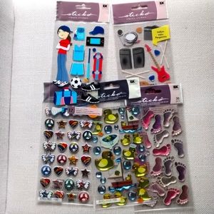 Ek Success Sticko Lot 5 pack Puff Stickers Rubber Ducky Hearts Baby More